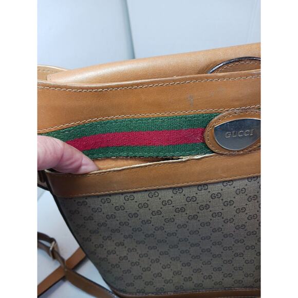 Vintage Gucci Tan Micro GG Monogram Ophidia Stripe Handbag And Wallet Set *Flaw - Picture 10 of 16